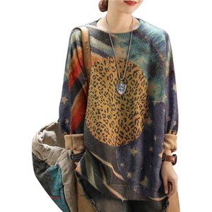 Oversized Pullover Sweaters Women Sweater Graphic Casual Loose Long Sleeve Knit